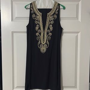 Lilly Pulitzer Black Dress with Gold Embroidery